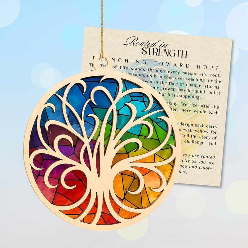 Hutato Tree of Life Ornament 2025 - Strength Ornaments Christmas Decor, Suncatcher Design Gifts for Women, Meaningful Ornaments Christmas Decoration, Gift Idea, Bauble Present, Gift Exchange Decor - Image 1